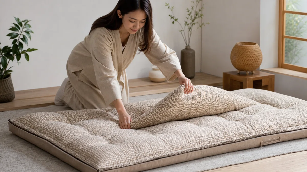 تشک ژاپنی با طراحی مینیمال و روکش طبیعی
